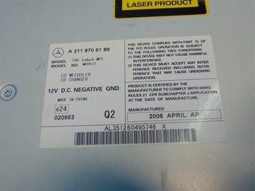 CD-чейнджер MERCEDES ML W164 A2118706189