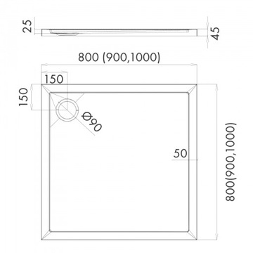 SCHEDLINE Композитный душевой поддон ESTIMA 100X100 SCHEDPOL низкий