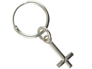 VERSIL kolczyk kółka koła 12 mm krzyżyk SREBRO 925