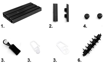 Двойной потолочный карниз, ЧЕРНЫЙ ПВХ, 300 см, потолочная рейка с предохранительной шпилькой