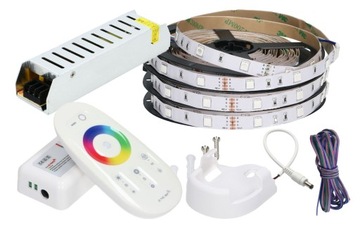 ZESTAW 15m Taśma LED 5050 RGB + Biały P. DOTYKOWY