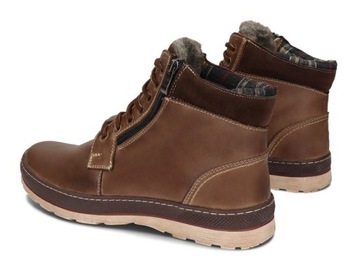 ZIMOWY TRZEWIK PÓŁBUT SKÓRA SUWAK 910 BRĄZ 43