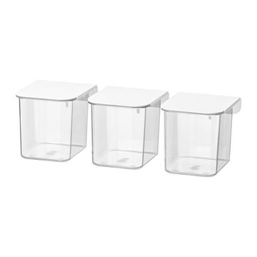 IKEA SKADIS POJEMNIKz Pokrywą 3 szt Biały