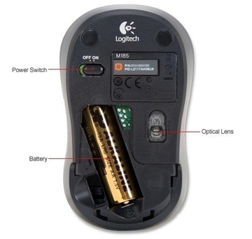 Беспроводная мышь Logitech M185 с оптическим сенсором