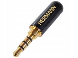 mini Jack 3.5mm 4pin wtyk na kabel czarny Hermann