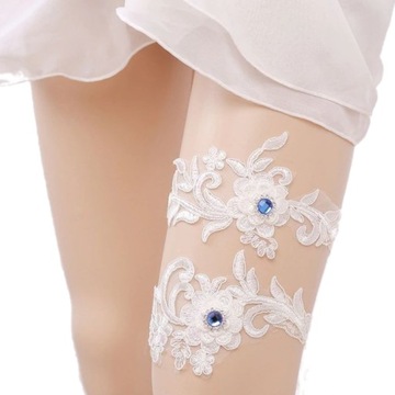 Podwiązka ślubna, 2 PODWIĄZKI, KORONKA ivory ECRU