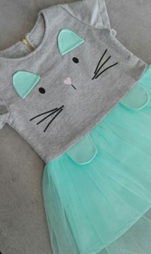 ПЛАТЬЕ-ТУНИКА КОШКА ТЮЛЬ FANTASTIC MINT 104