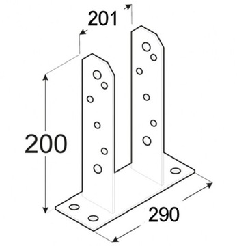ОСНОВАНИЕ Т-ОБРАЗНОЙ СТОЙКИ, ПРИВИНЧЕННОЕ К БЕТОНУ, 200x200