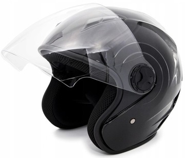 KASK MOTOCYKLOWY OTWARTY CZERWONY POŁYSK SKUTER QUAD MOTOR HOMOLOGACJA L