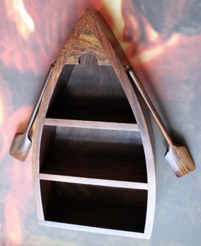 ДЕРЕВЯННАЯ ШКАФНАЯ ПОЛКА ЛОДКА С ВЕСЛАМИ В ПОДАРОК