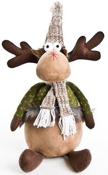 Figurka Świąteczny Renifer w Czapce Szaliku 45 cm