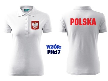 Koszulka Polo KIBICA POLSKA ORZEŁEK damska haft xS