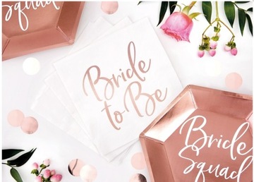 TALERZYKI PAPIEROWE BRIDE SQUAD ROSE GOLD
