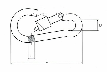 6X Karabińczyk 5mm metalowy karabinek ocynkowany z zabezpieczeniem