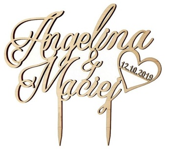 Свадебный топпер ИМЕНА + ДАТА деревенский деревянный