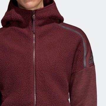 ADIDAS Z.N.E HEATER BURGUNDY SHERPA WINTER HOODIE