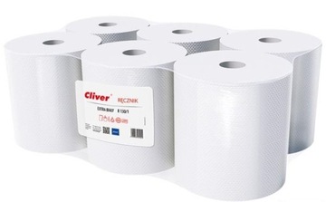 Белые бумажные полотенца в рулонах, упаковка 6х130м.