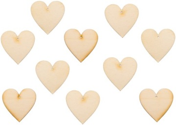 Drewniane SERCE 4cm 10szt ZAWIESZKA SCRAPKI DEKOR