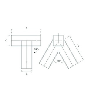 Соединитель для распашных 90х90 - квадрат 90 градусов.