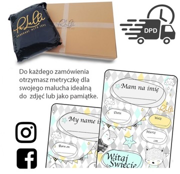 PALULLI niemowlęcy rożek 80x80 becik otulacz