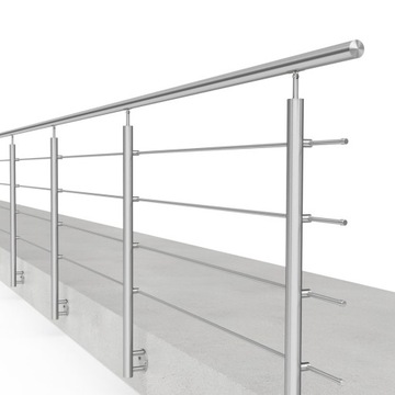 Balustrada nierdzewna, montaż boczny, wypełnienie 4 x Ø12 mm, długość 2,5 m