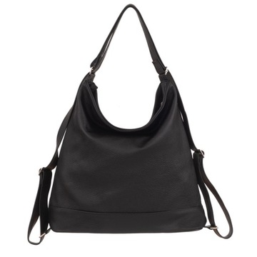 CZARNA SKÓRZANA TORBA SKÓRA TOREBKA PLECAK 2w1 WOREK SHOPPER