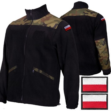 Camo Military Fleece + FLAGI Wz93, черный, THICK, размер XS