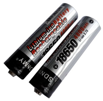 2 перезаряжаемых литий-ионных аккумулятора 18650, 4800 мАч, 3,7 В