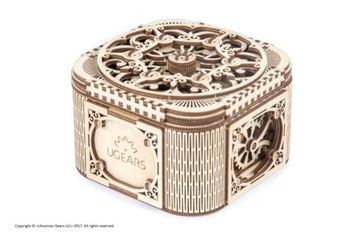 Skrzynia skarbów Ugears drewniany model do składania 3D puzzle