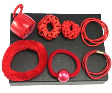 GUMKI DO WŁOSÓW 11 SZTUK CZERWONY SET