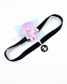 choker KRZYŻ czarny dusik naszyjnik goth gothic