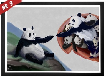 PLAKAT OBRAZ A3 PANDY MALARSTWO ŚMIESZNY PREZENT