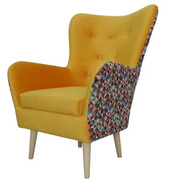 FOTEL uszak CARMO retro GLAMOUR skandynawski