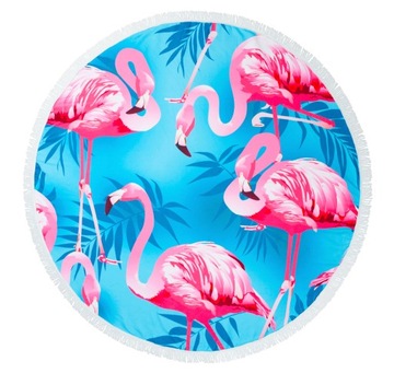RĘCZNIK PLAŻOWY okrągły BOHO FLAMING frędzle XXL