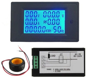 панельный измеритель мощности, напряжение, ток, ваттметр, амперметр переменного тока 230 В до 100 А