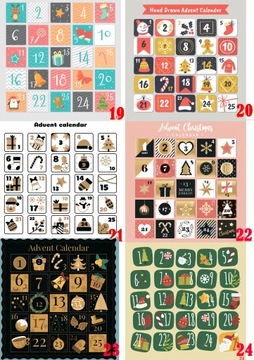 РОЖДЕСТВЕНСКИЕ НАКЛЕЙКИ АДВЕНТ-КАЛЕНДАРЬ 10х10 узор