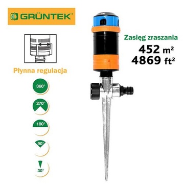 ZRASZACZ SEKTOROWY 4 RODZAJE ZRASZANIA 12,5M 452M2 GWARANCJA 2 LATA :)