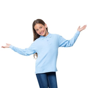 ФУТБОЛКА ПОЛО JHK С ДЛИННЫМ РУКАВОМ СИНЯЯ, 9/11 ЛЕТ