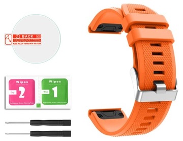 POMARAŃCZOWY Pasek Garmin FENIX 5 PLUS FOLIA GRATI