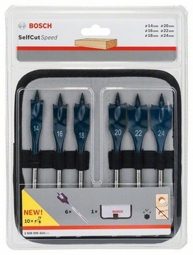 BOSCH 6 szt zestaw wierteł piórowych piórkowych płaskich SELFCUT