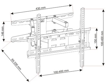 Держатель для ЖК-телевизора со светодиодной подсветкой 26–60 футов VESA 400x400 300x300 45 кг