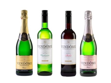 Vendome 4 butelki napój z wina bezalkoholowego wytrawne musujące i spokojne