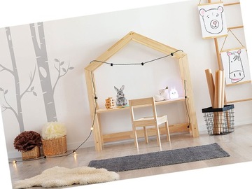 BIURKO DZIECIĘCE DREWNIANE DOMEK DO POKOJU DZIECI