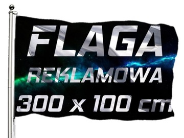 FLAGA REKLAMOWA FIRMOWA Z NADRUKIEM - 300x100 cm