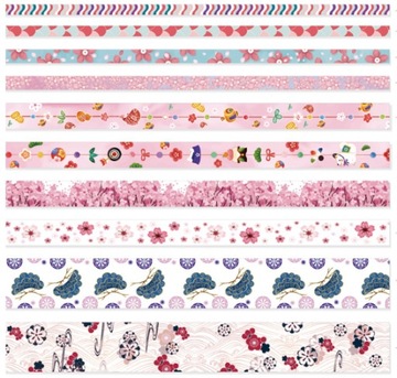 Zestaw Taśma Papierowa Washi 10szt Sakura Kwiaty