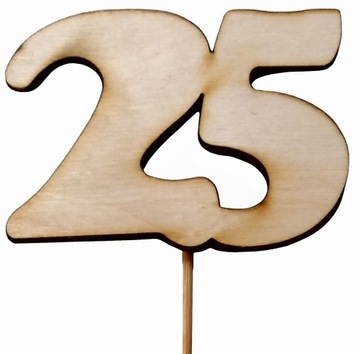 5 szt Cyfra 25 Topper Tort Urodziny Imieniny kolor