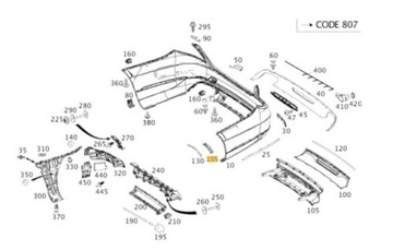 LIŠTA KRYT NÁRAZNÍK MERCEDES W222 LEVÝ