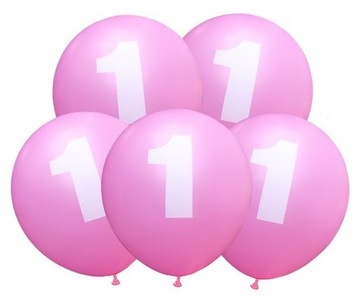 BALONY NA ROCZEK PIERWSZE URODZINY 5 SZT BALON RÓŻ
