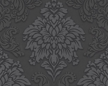 TAPETA CZARNY ORNAMENT GLAMOUR FLIZELINA