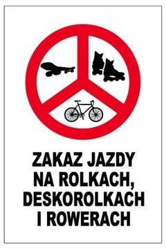ZAKAZ JAZDY NA ROLKACH 30x20 TABLICZKA PCV5mm